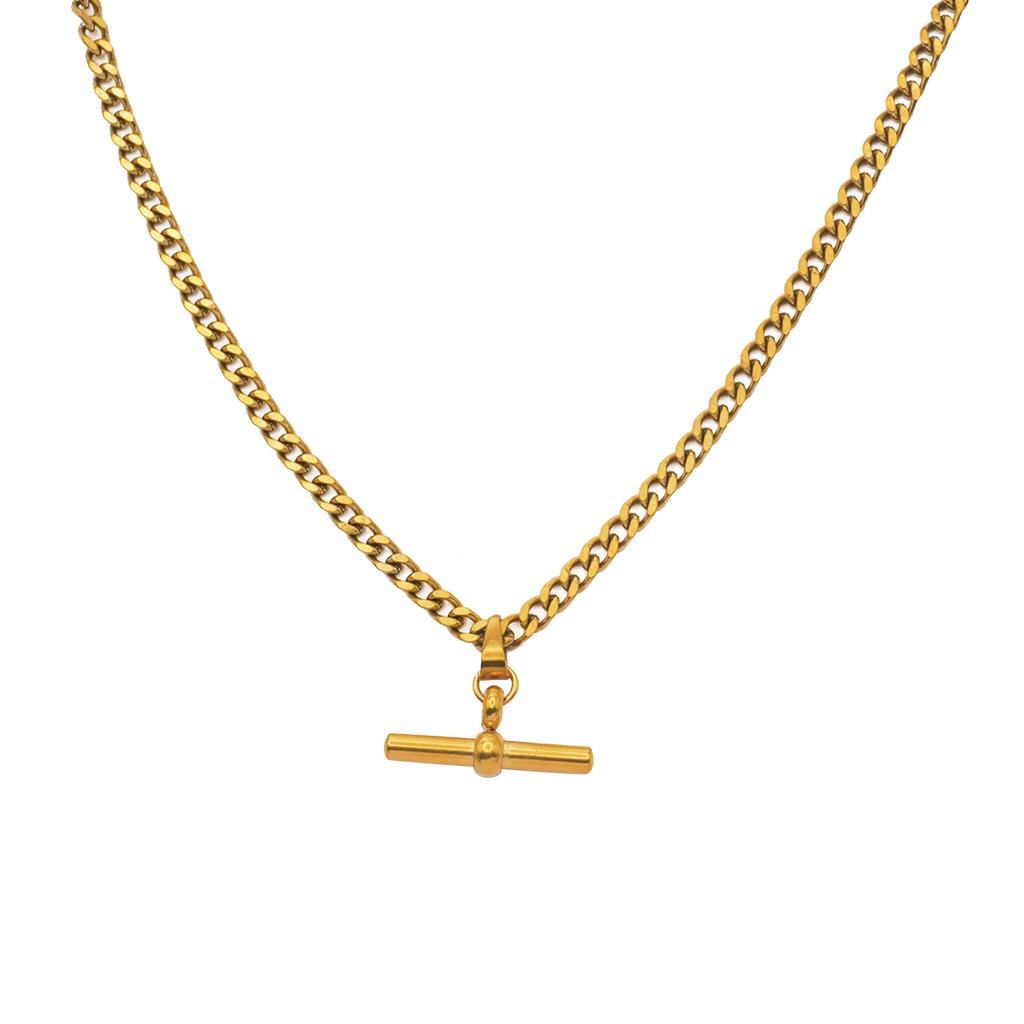 Vintage Fashion Necklace Jewelry Stainless Steel Simple Geometric T-Shape Necklace