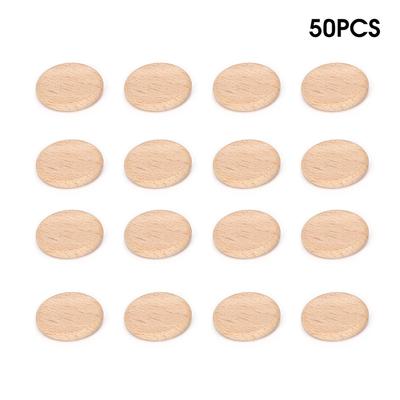 50 Pièces Rondelles de Bois Vierges Rondes Hêtre Copeau Sans Trou DIY Fait Main Accessoires de Décoration