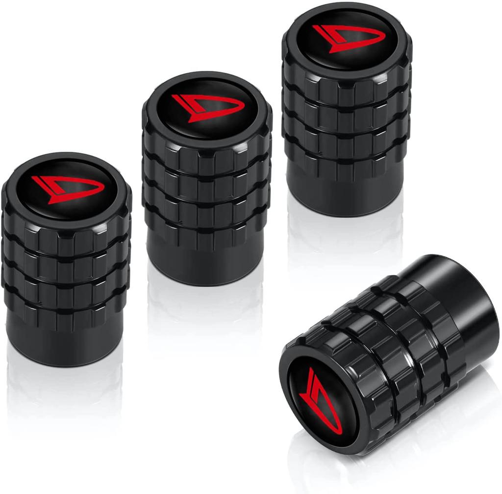 Air Valve Cap, Daihatsu, High-Grade Alloy, for Cars and Motorcycles, Tire Valves, Set of 4, Daihatsu, Black
