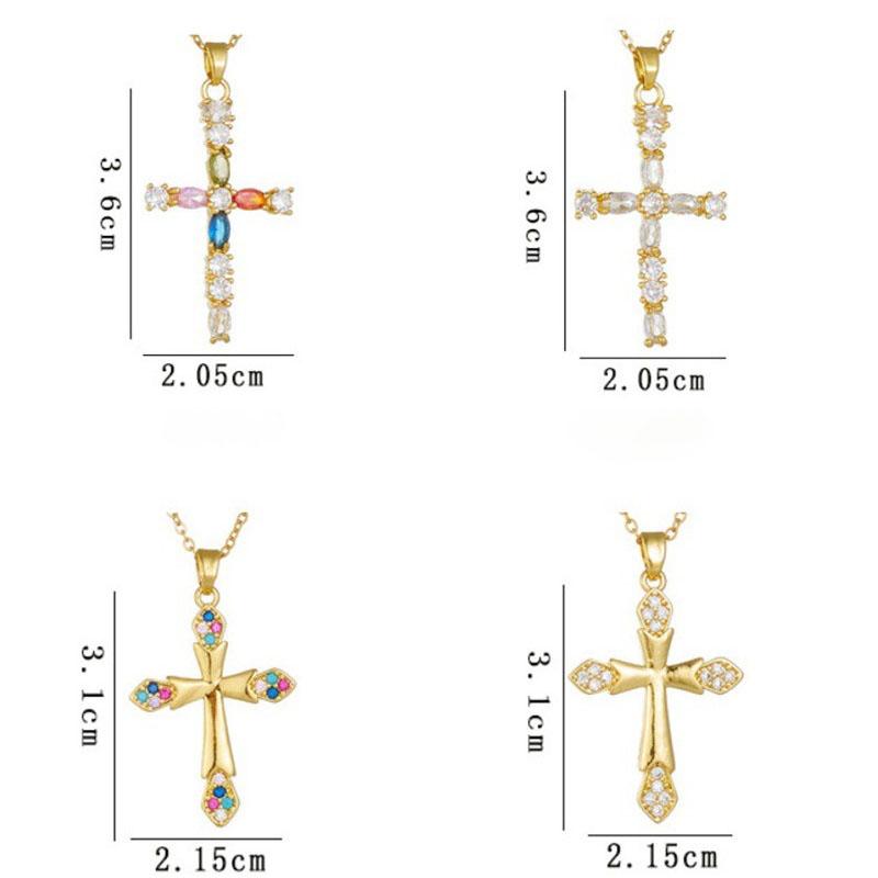 High Grade Cross Zircon Pendant Necklace Stainless Steel Light Luxury Geometric Choker Jewelry Party Gifts For Women Girls