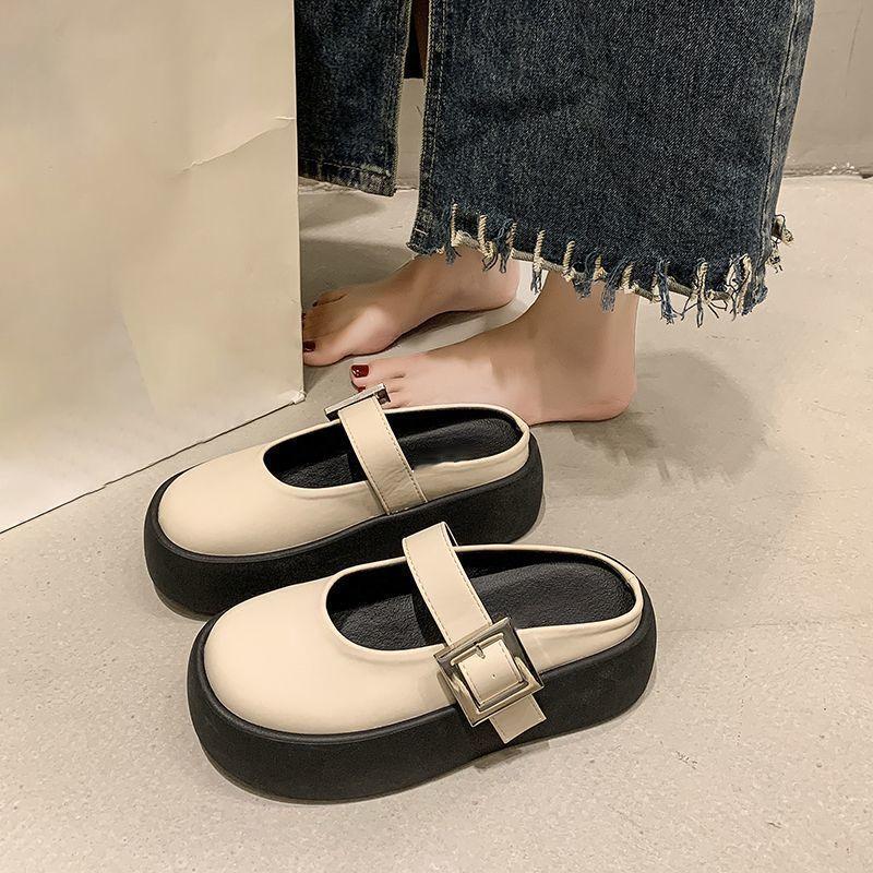 Simple Design Bag Head Slippers 2025 Spring and Summer New Fashion Versatile Comfortable Bag Head Half Slippers Women's Wear