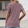 Ladies' Casual Striped V-neck T-shirt Top
