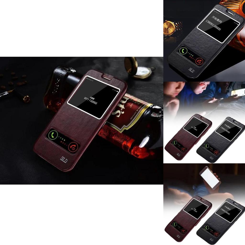 For Samsung S6 S7 S7edge S6edge Leather Phone Case With Shockproof Dual Window Flip Cover For Home And Travel