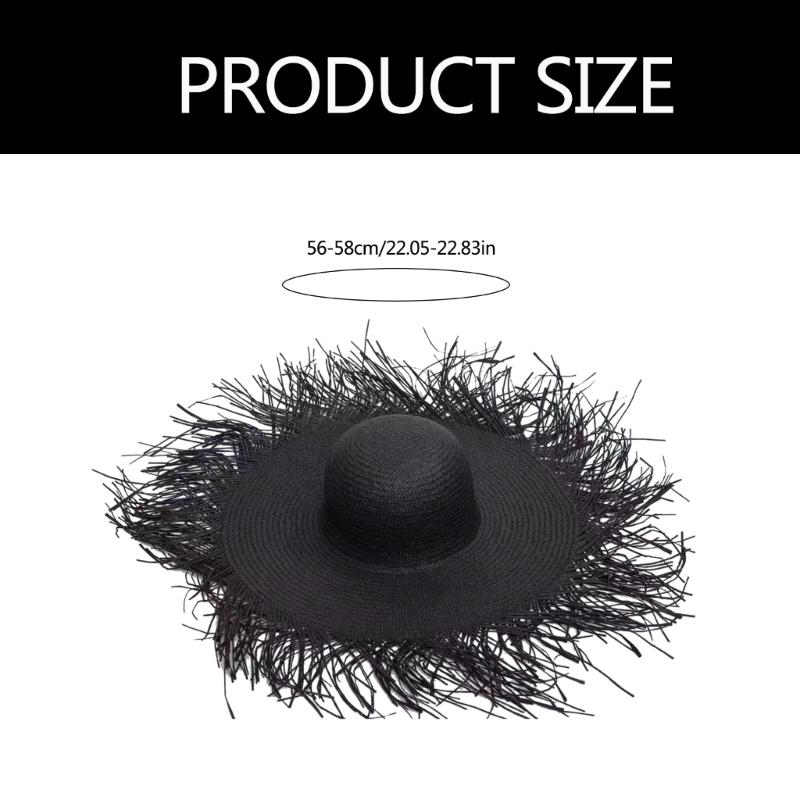 Fashionable Elegant Hat Straw Sun Hat Simple Floppy Sun Hat Seaside Travel for Outings Parties Beach Portable
