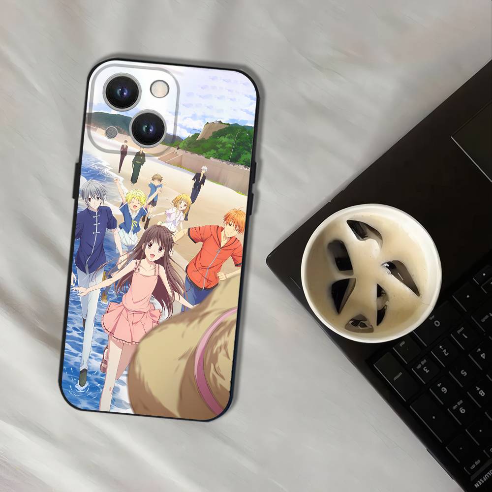 Anime Fruit Basket Phone Case For iPhone 17,16,15,14,13,12,11,Pro,XS,Max,XR,Plus,E,SE4,Mini Black Soft Cover