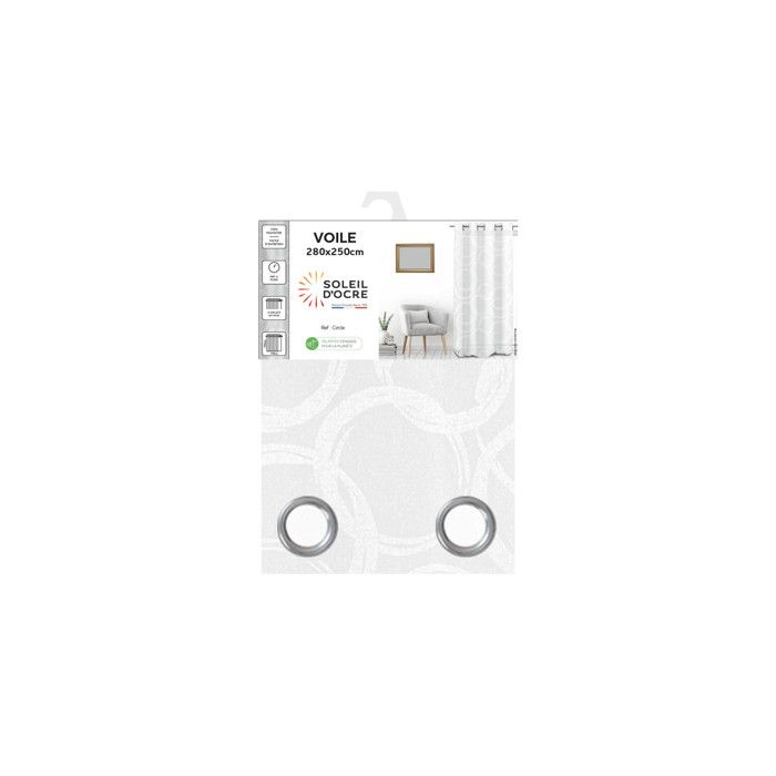 Eyelet Curtain for Bay Window 280x250 CIRCLE, by Soleil d'Ocre