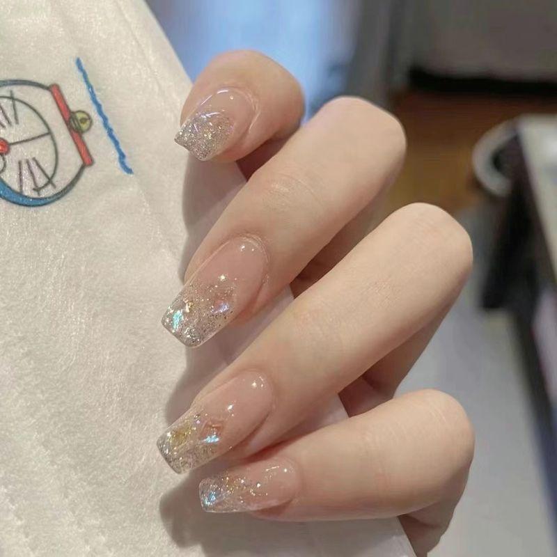 

Handmade Wear Nail Manicure Aurora Diamond in the Debris Gradient Elf Handmade Nail Stickers Pregnant Women Bride Wearable Xs short T Aurora Sprite