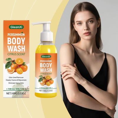 GleamXi Persimmon Citrus Body Wash - Eliminates Aging Odor, Gentle Cleansing, 100g