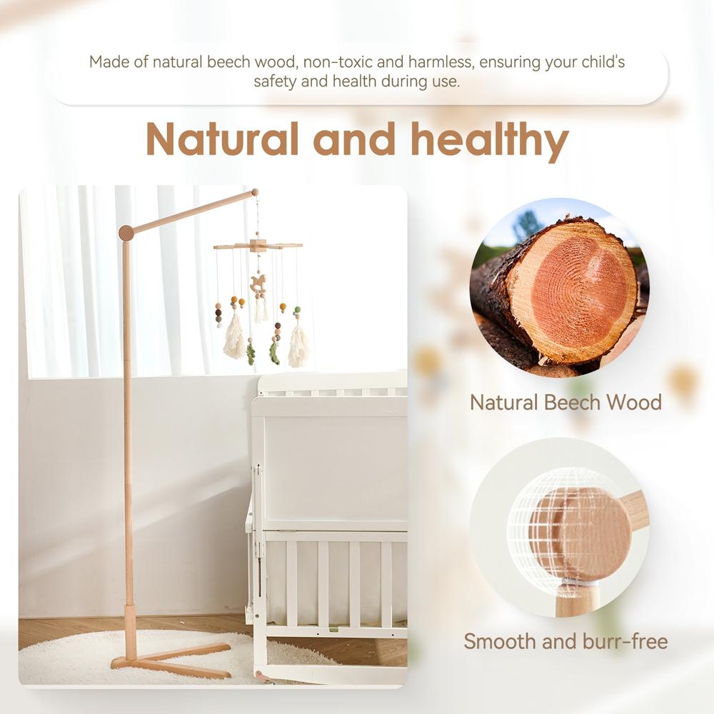 Bed Bell Standing Bracket Baby Rattle Toy 0-12 Months Toys Wooden Mobile Bed Bellbracket Newborn Bed Bell Hanging Holder Bracket