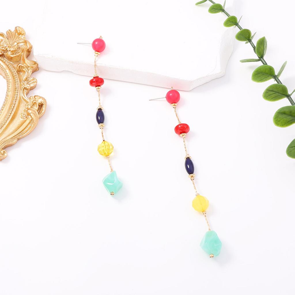 Vacation atmosphere Fashion creative design Color geometric drop earrings Party Daily commuter Elegant woman