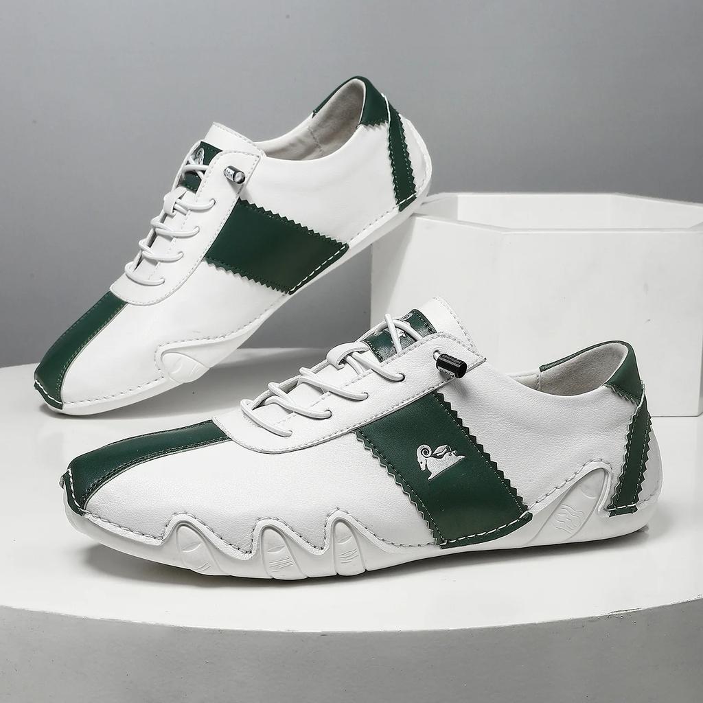 New Fashion Men Genuine Leather Casual Shoes Designer Leisure Sport Shoes Street Cool Slip-on Sneaker