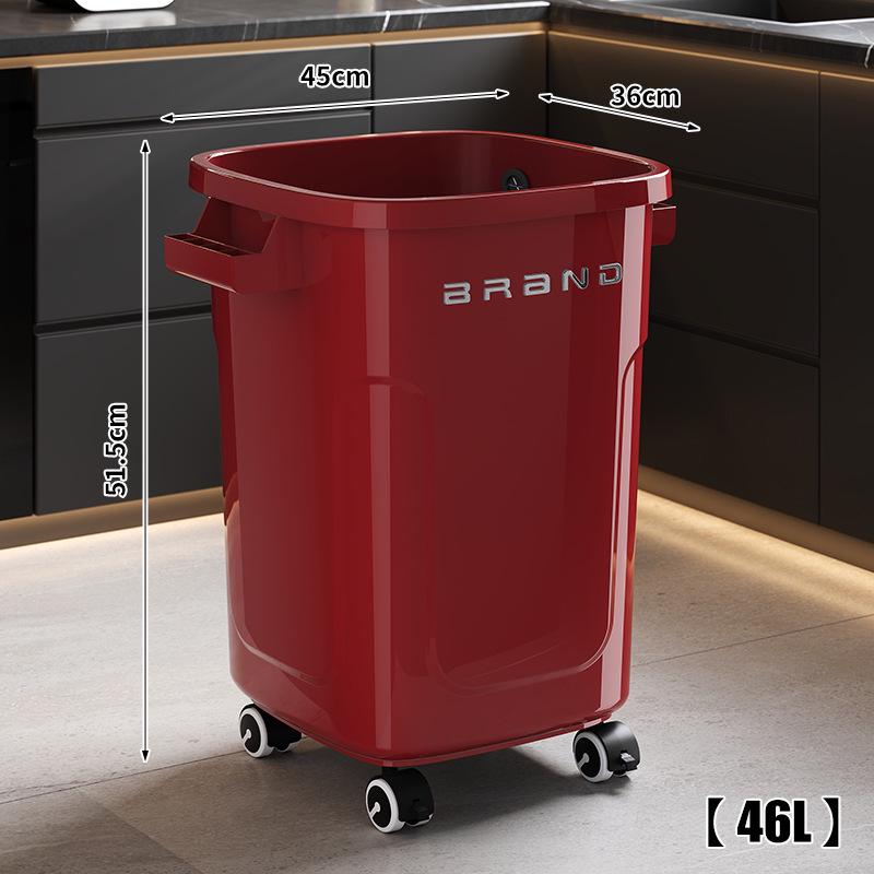 Large Mobile Industrial-Style Kitchen Trash Can with Wheels for Indoor/Outdoor Use