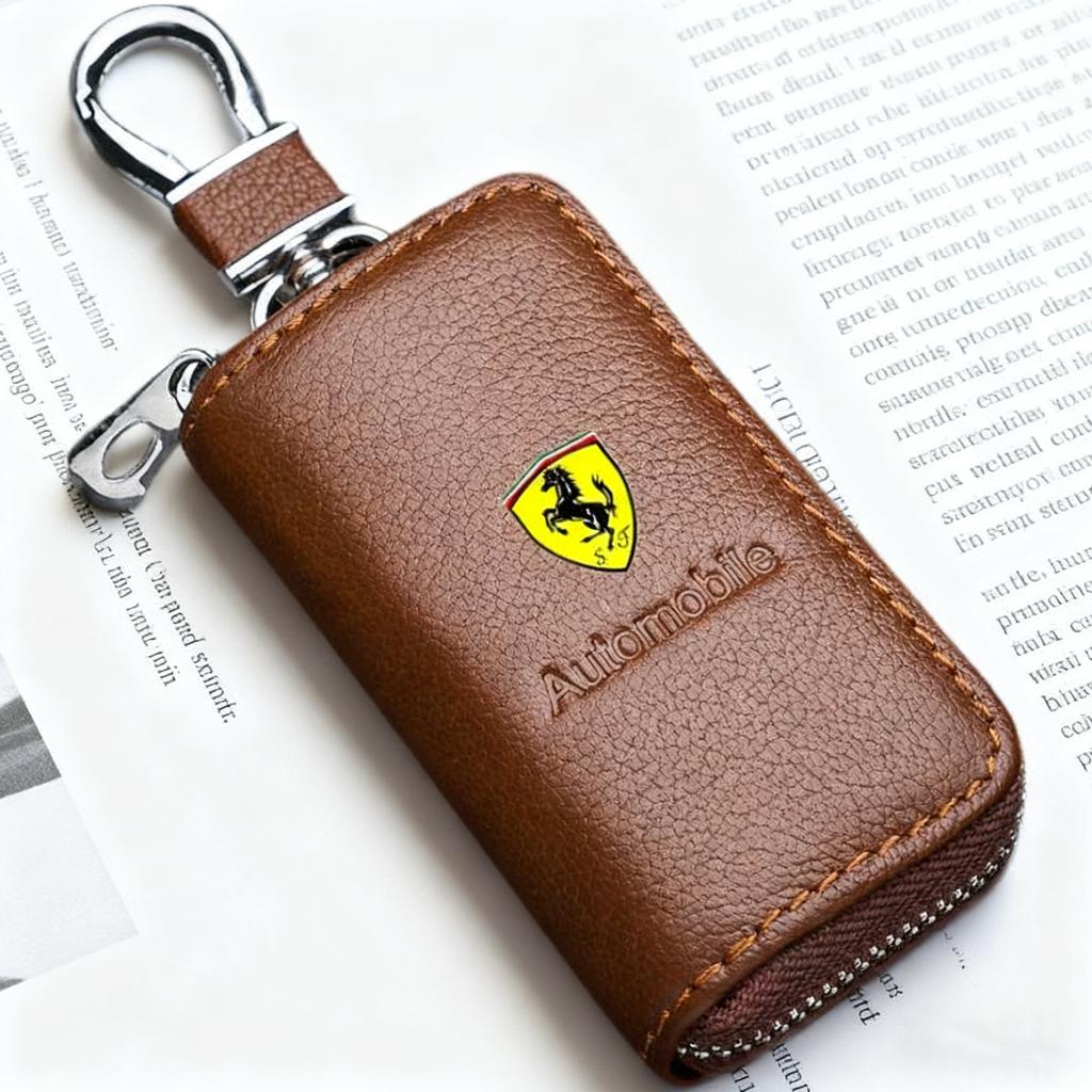 Leather Car Key Case Cover Shell Keychain For Ferrari F1 F8 F80 SF90 Stradale SF90Spider 296 GTB 296 GTS 812 488 Car Accessories MQ2