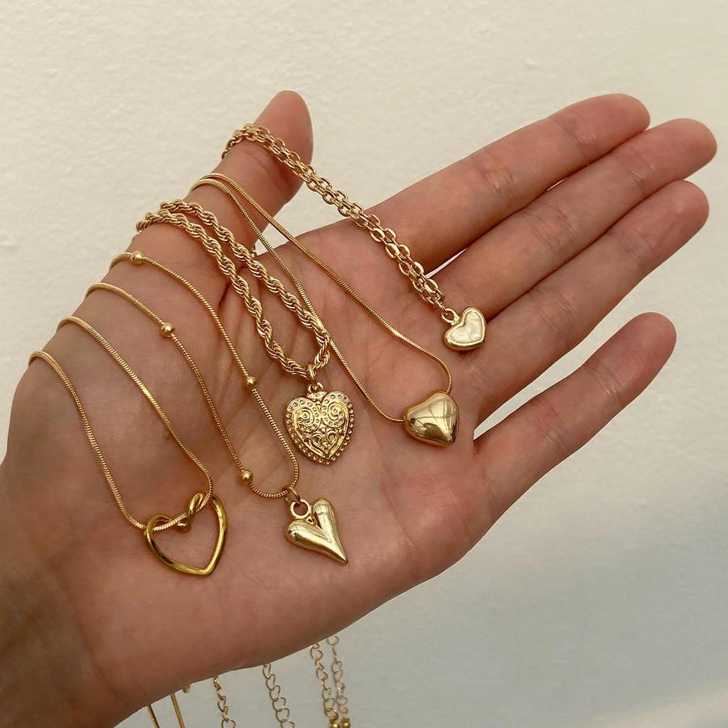 Trendy Metal Bowknot Heart Layered Clavicle Necklace