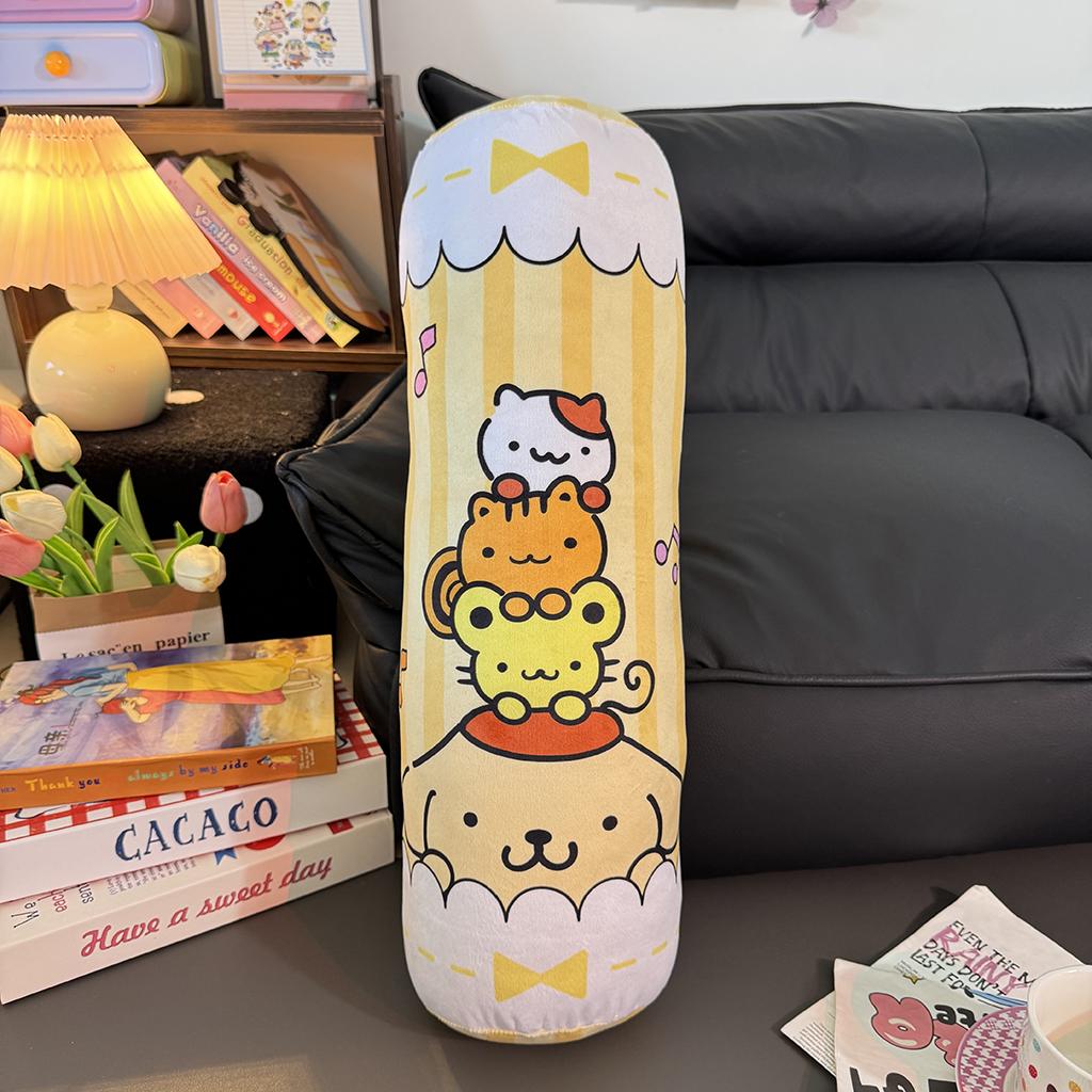55cm Cartoon Anime Long Plushies Kuromi My Melody Cinnamoroll Japanese Style Printed Pattern Cylindrical Plush Toy Washable