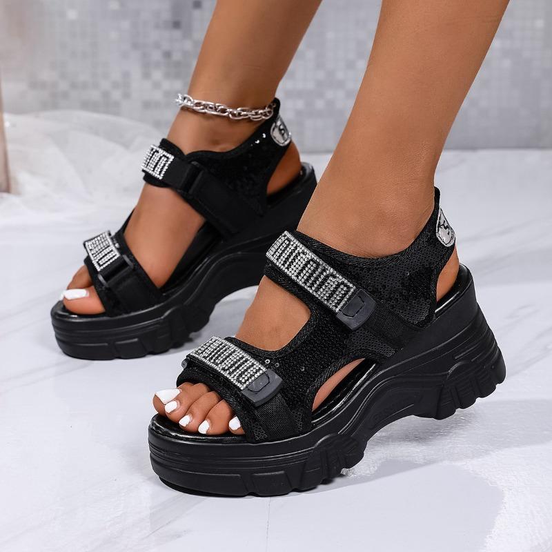 

Ladies Wedge Beach Sandals Summer Breathable Soft-Bottom Women Casual Shoes Roman Style Luxury Women Sandalias De Mujer 42 чёрный