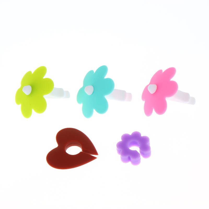 12Pcs Heart Flowers Silicone Wine Glass Markers Juice Champagne Cup Goblet Label Mug Tag Bar Wedding Identification Party Tools