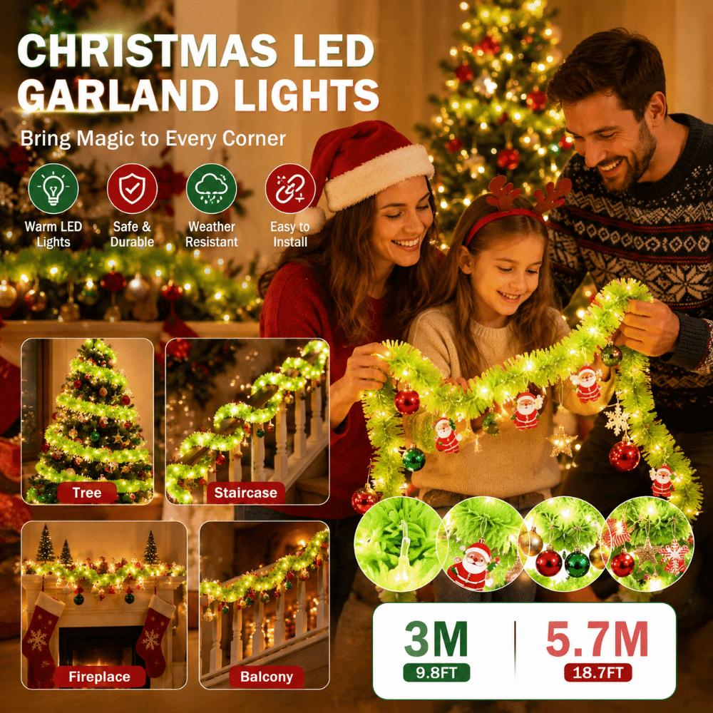 3/5.7m Christmas LED String Lights Glowing Light Xmas Tree Pendant Home Decor