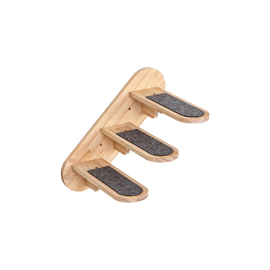 Duvara Monteli Ahşap Kedi Tırmanma Seti Kedi Ağacı, Tırmalama Direkleri, Tünekler ve Merdivenler ile