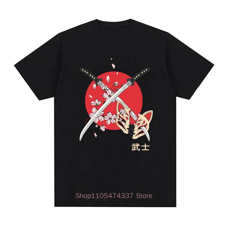 Samurai Schwert Gedrucktes Unisex T-Shirt Sommer Harajuku Lässige Mode Streetwear Vintage Oberteile Unisex Lockerer Rundhals Kurzarm T-Shirts