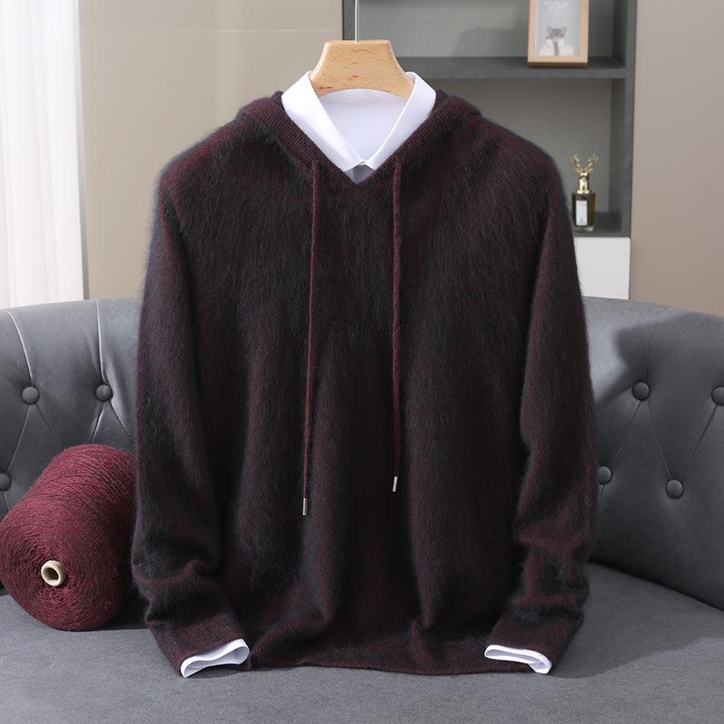 Autumn And Winter Mink Sweater Hooded Sweater Men'S Fashion Knitted Sweater Loose Casual Versatile Bottoming Shirt Hooded Top