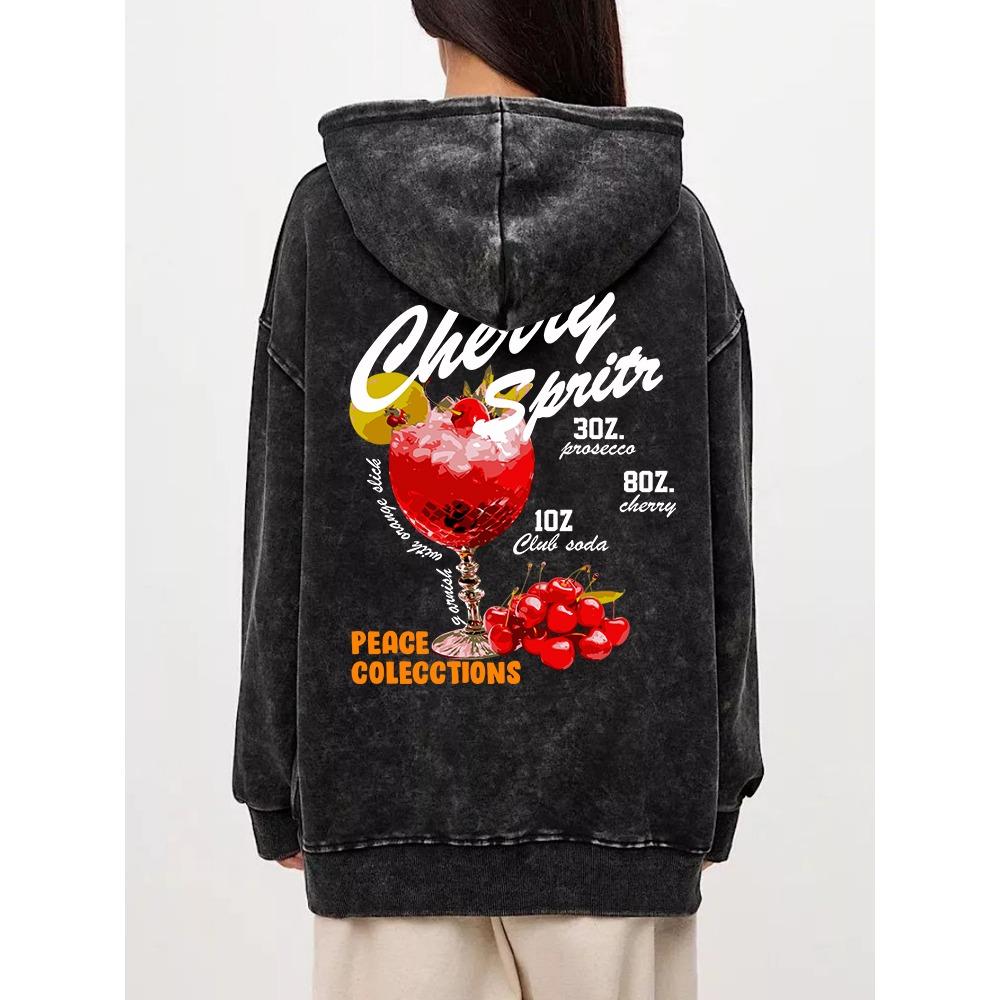 

Модная женская толстовка с капюшоном с принтом The Cherry Sprits, уличная одежда, теплые хлопковые пуловеры оверсайз, осенне-зимняя одежда 3XL