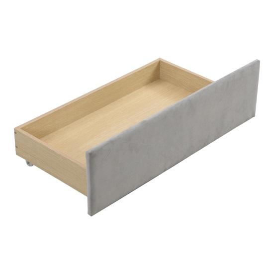 Adult Cot Velvet Upholstery Bed with 2 Drawers L-shaped Ergonomic Design Single Slatted Frame Backrest Strong Wood Slat Support Home Furniture