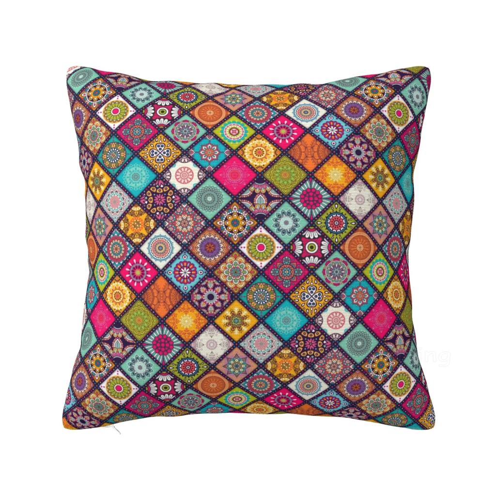 Boho Ethnic Traditional Pattern Pillowcase Home Office Car Body Pillow Case Cover Soft Cozy Cushion Cover for Sofa Bed 50x50cm