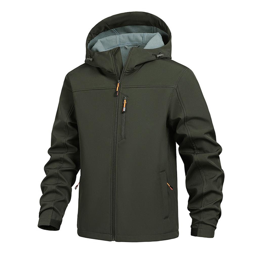 Men's Solid Color Outdoor Mountaineering Waterproof Windproof Fleece Jacket Outdoor Jacket