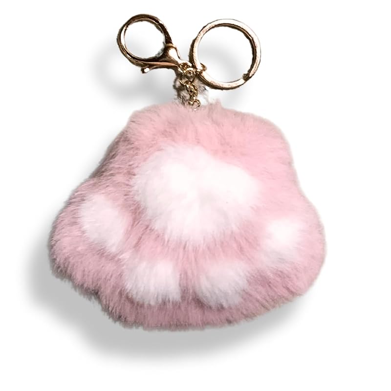 

[July Sunshine] cat key ring paws charm stuffed toy cat goods (pink 2way ring)