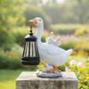 Duck Garden Ornament with Lantern Charming for Flowerbed