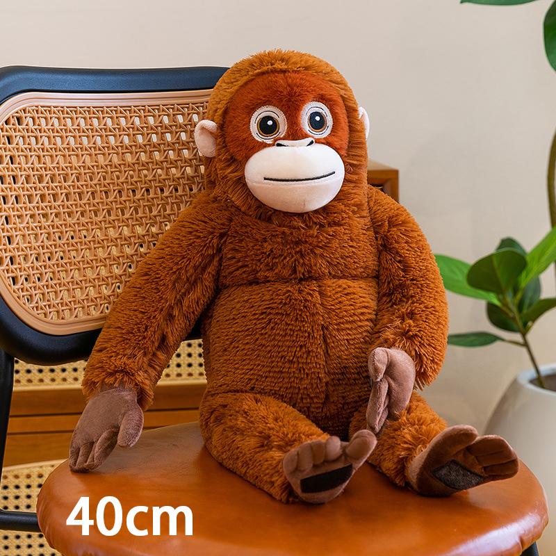 Cartoon-Gorilla-Stofftier mit roten Haaren, Affenpuppe mit langen Armen, Schimpansen-Figur schwarz, Zimmerdekoration, Schlafkissen, Geschenk