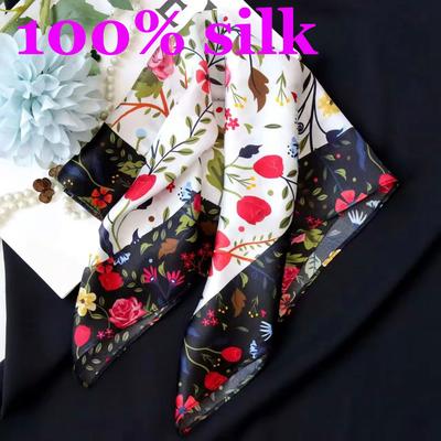 Hangzhou 100% Natural Silk Scarf Women Foulard Female Shawl Wrap High Quality Square Neckerchief For Lady Hijab Bandana Scarves