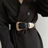 Black Wide Elegant Pu Belt For Women Versatile For Dresses And Styles Casual