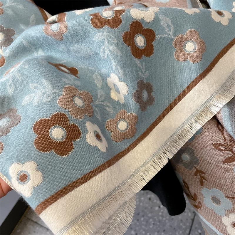 Printed Fashion Imitation Cashmere Scarf Women's Winter Versatile Double-sided Thickened Student Scarf Dual-purpose Shawl Outside