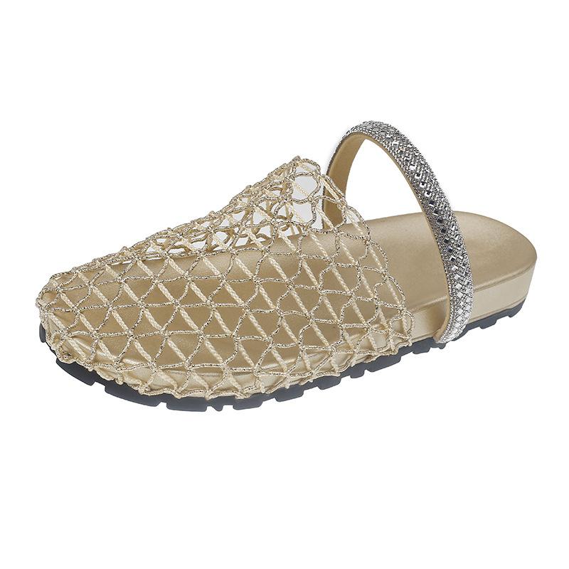 

Half slippers hole shoes fashionable outer wear 2025 new skirt mesh French summer sandals bag head high heel sandals women 40