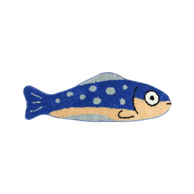 

Lovely Fish Shape Flocking Rug Easy to Cleaning Surfaces Great for High Traffics Area 40