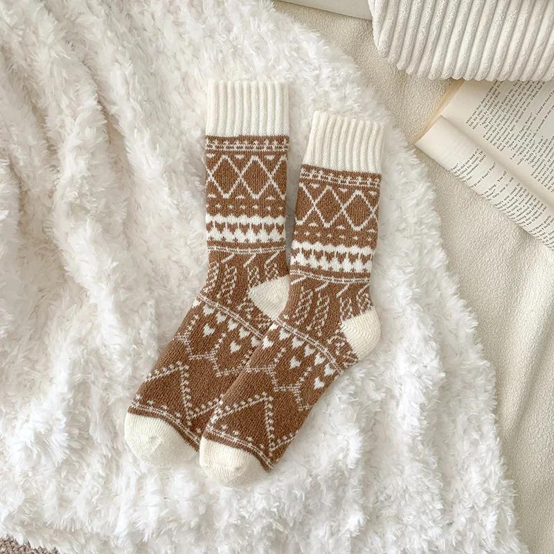 

New Men Women Autumn Winter Fleece Lined Thickened Terry Mid Calf Socks Cold Resistant Breathable Warm Sleeping Unisex Long Sock One Size