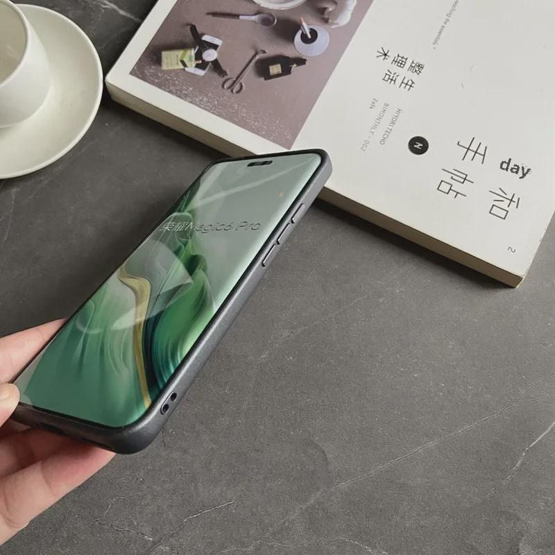 Honor Magic6 Pro Luxury Leather Anti-Fall Protective Case – Simple, Sleek, and Professional.