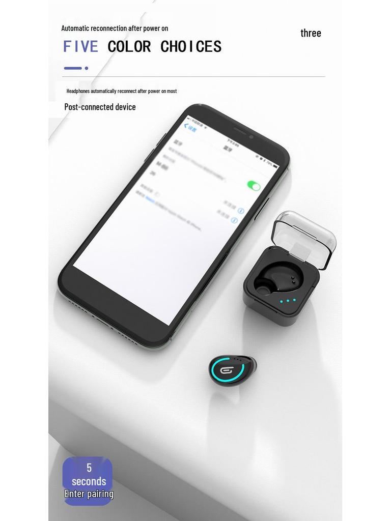 Einzelohrbügel Bluetooth 5.0 Sport-Kopfhörer mit Ladecase (Mono-In-Ear)