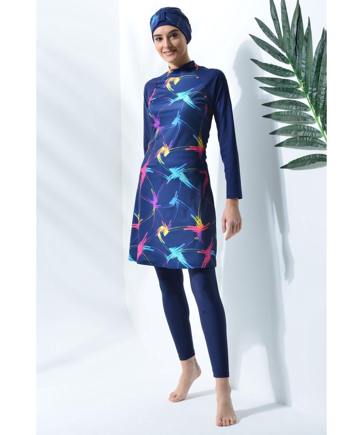 

Полностью закрытый купальник хиджаб C13038 темно-синий