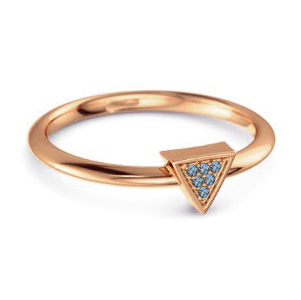 London Blue Topaz Minimalist Geometric Ring - 925 Sterling Silver Rose Gold Vermeil