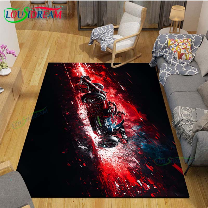 2026 Hot Fashion Racing Car Print Flannel Carpet Outdoor Rug Area Rug Non-slip Carpet Bedroom Decor Carpet for Kids Luxury Gift