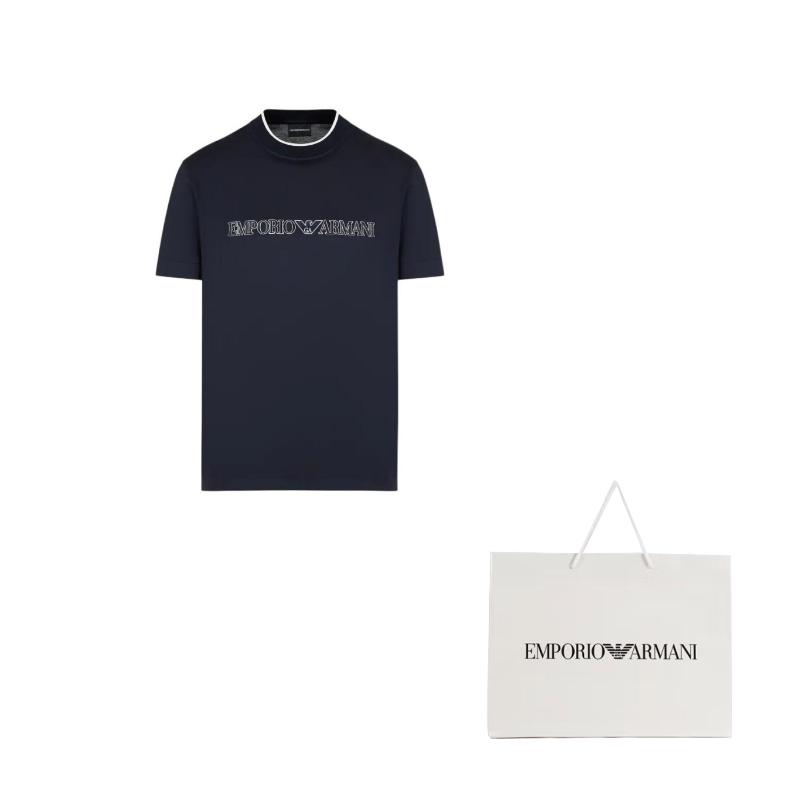 EMPORIO ARMANI Lyocell blend Jersey T shirt With Asv Logo Raised Embroidery 3D1TD4-1JUVZ-09R0