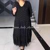 Spring/Summer 2024 V-Neck Polka Dot Loose Black Dress for Middle-Aged Women