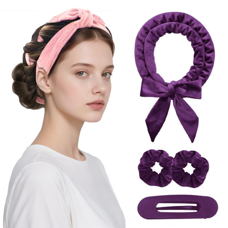 Heatless curling iron hair tie streamer coiler hairdressing big wave sleep gift box set
