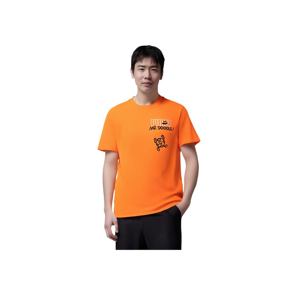 Puma x Mr Doodle Relaxed Tee With Print Men Tops Flame-Orange 59864997