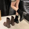Super hot Internet celebrity explosion Martin boots women's autumn 2025 new brown thick heel thin short boots women