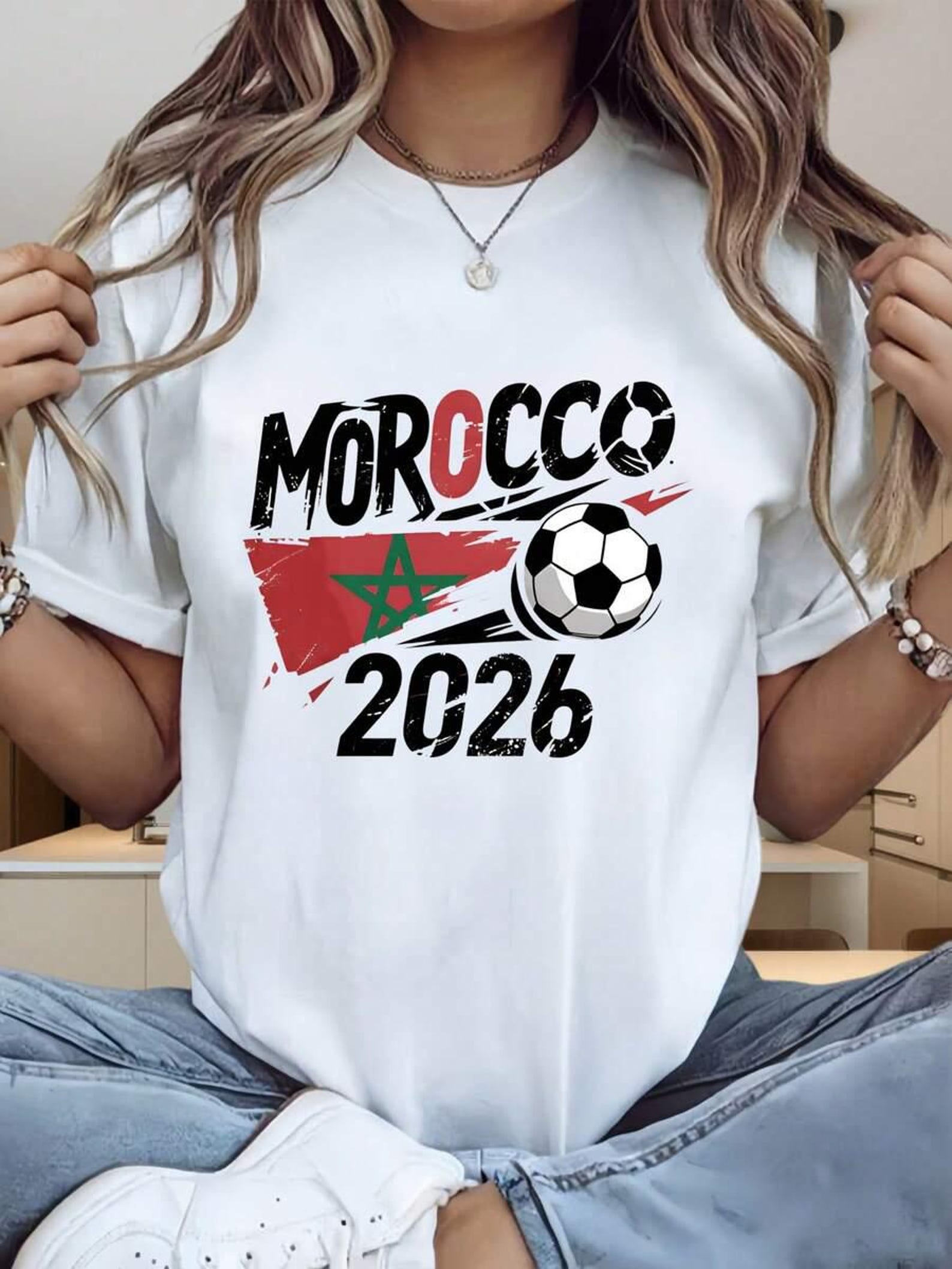 Morocco Soccer Shirt World Football 2026, Atlas Lions Retro Football Fan Tee M