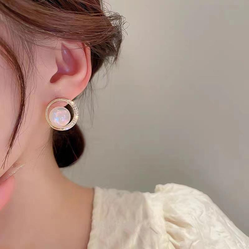 Pinkdudu Korean Circle Stud Earrings Gold Plated Minimalist Zinc Alloy Earrings Gift for Women PD2212